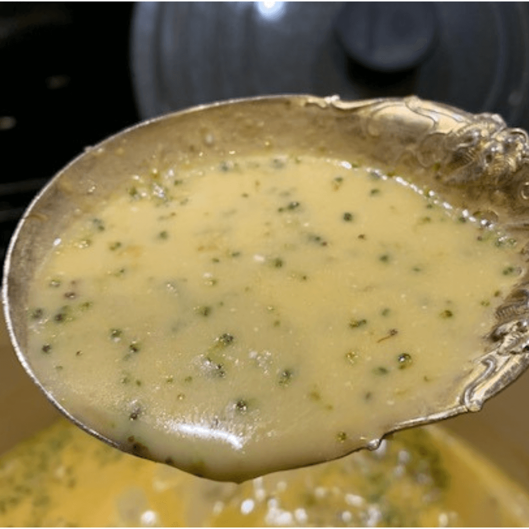 Brocolli Soup on a spoon